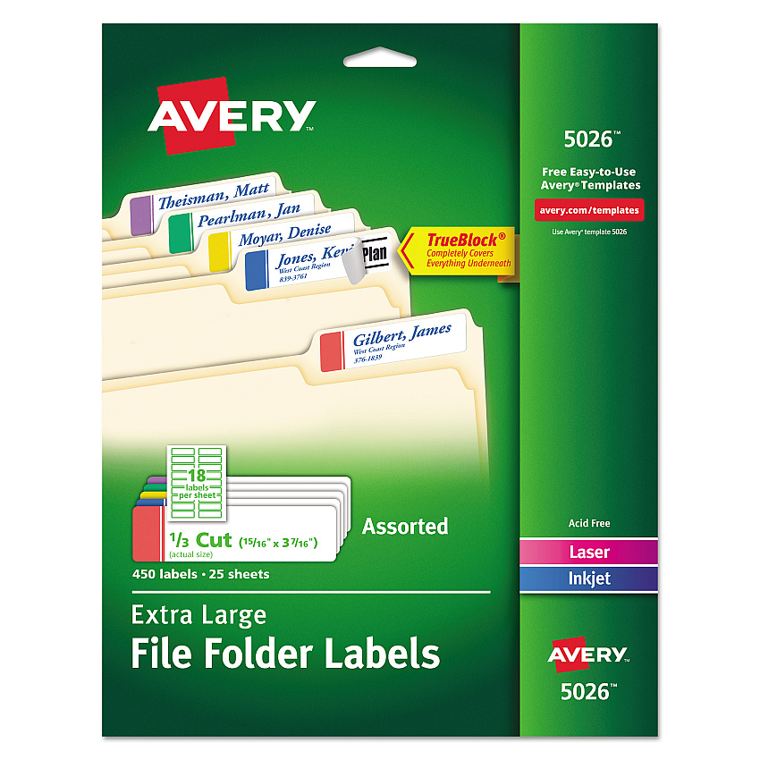 Avery 5026 Extra-Large File Folder Labels