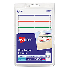 Avery Removable File Folder Labels with Sure Feed Technology, 0.66 x 3.44, White, 7/Sheet, 36 Sheets/Pack (5235)