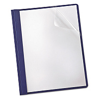 Oxford Clear Front Linen Report Cover, Three-Prong Fastener, 0.5" Capacity, 8.5 x 11, Clear/Navy, 25/Box (53343)