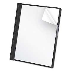 Oxford Clear Front Standard Grade Report Cover, Three-Prong Fastener, 0.5" Capacity, 8.5 x 11, Clear/Black, 25/Box (55806)