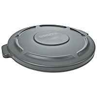 Rubbermaid Commercial Round Flat Top Lid, for 55 gal Round BRUTE Containers, 26.75" diameter, Gray (265400GY)