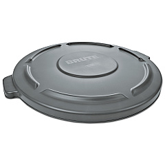Rubbermaid Commercial Round Flat Top Lid, for 55 gal Round BRUTE Containers, 26.75" diameter, Gray (265400GY)
