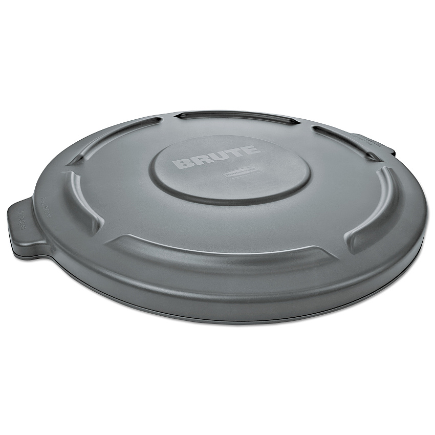 Rubbermaid Commercial Round Flat Top Lid, for 55 gal Round BRUTE Containers, 26.75" diameter, Gray (265400GY)