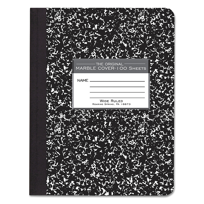 Roaring Spring Marble Cover Composition Book, Wide/Legal Rule, Black Marble Cover, 9.75 x 7.5, 100 Sheets (77230)