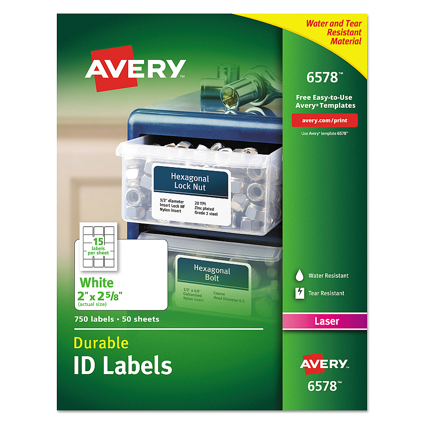 Avery 6578 Durable Permanent ID Labels