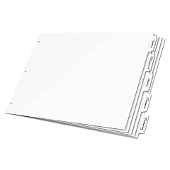 Cardinal Write 'n Erase Tabloid Index Dividers, 8-Tab, 11 x 17, White, 1 Set (84271)