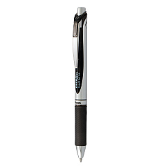 Pentel EnerGel RTX Gel Pen, Retractable, Medium 0.7 mm, Black Ink, Black/Silver Barrel, Dozen (BL77PC12A1)