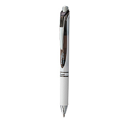 Pentel EnerGel RTX Gel Pen, Retractable, Medium 0.7 mm, Black Ink, White/Black Barrel (BL77PWA)