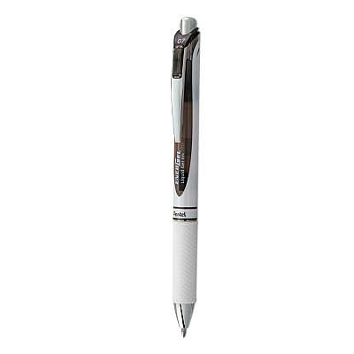 Pentel EnerGel RTX Gel Pen, Retractable, Medium 0.7 mm, Black Ink, White/Black Barrel (BL77PWA)