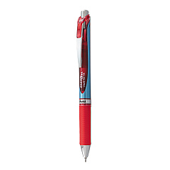 Pentel EnerGel RTX Gel Pen, Retractable, Fine 0.5 mm Needle Tip, Red Ink, Silver/Red Barrel (BLN75B)