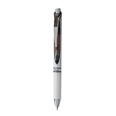 Pentel EnerGel RTX Gel Pen, Retractable, Fine 0.5 mm Needle Tip, Black Ink, White/Black Barrel (BLN75PWA)