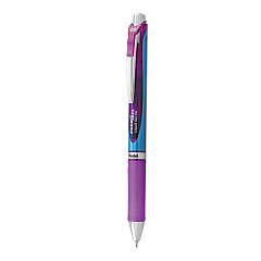 Pentel EnerGel RTX Gel Pen, Retractable, Fine 0.5 mm Needle Tip, Violet Ink, Silver/Violet Barrel (BLN75V)
