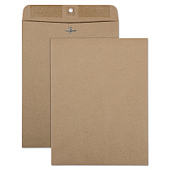 Quality Park Brown Kraft Clasp Envelope, #90, Square Flap, Clasp/Gummed Closure, 9 x 12, Brown Kraft, 100/Box (38711)