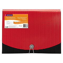 Smead 12-Pocket Poly Expanding File, 0.88" Expansion, 12 Sections, Cord/Hook Closure, 1/6-Cut Tabs, Letter Size, Black/Red (70866)