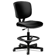 HON Volt Series Leather Adjustable Task Stool, Supports Up to 275 lb, 22.88" to 32.38" Seat Height, Black (5705SB11T)