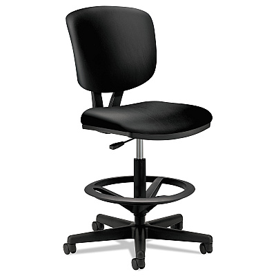 HON Volt Series Leather Adjustable Task Stool, Supports Up to 275 lb, 22.88" to 32.38" Seat Height, Black (5705SB11T)