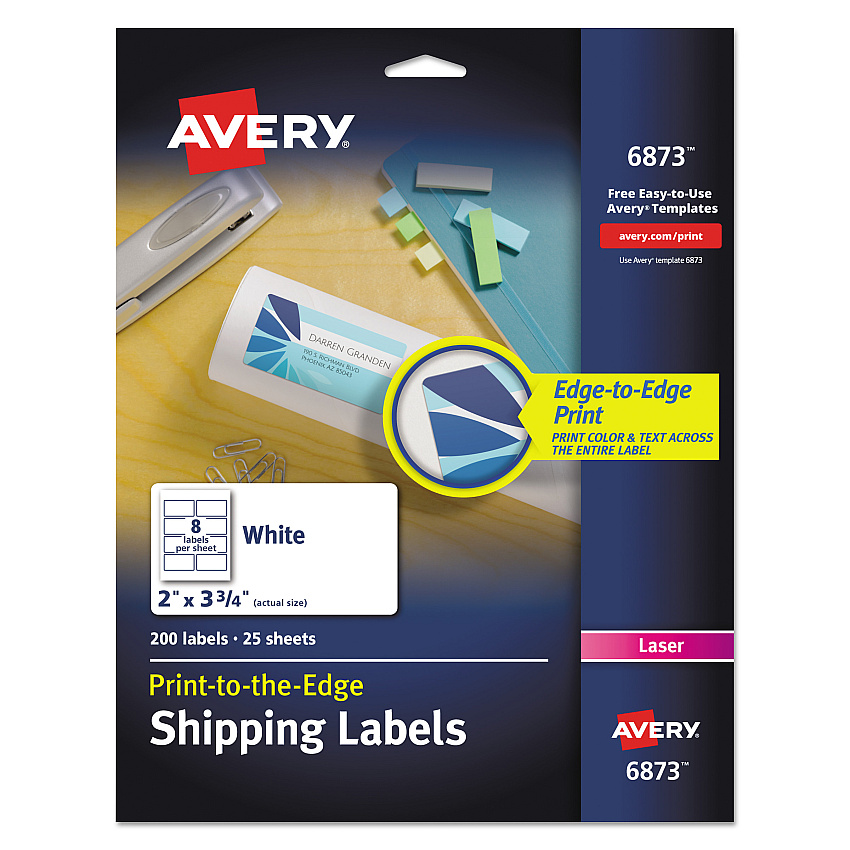 Avery 6873 Vibrant Color Printing Mailing Labels