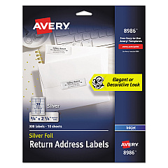 Avery Foil Mailing Labels, Inkjet Printers, 0.75 x 2.25, Silver, 30/Sheet, 10 Sheets/Pack (8986)