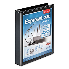 Cardinal ExpressLoad ClearVue Locking D-Ring Binder, 3 Rings, 1.5" Capacity, 11 x 8.5, Black (49111)