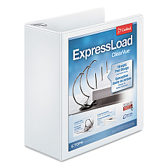 Cardinal ExpressLoad ClearVue Locking D-Ring Binder, 3 Rings, 4" Capacity, 11 x 8.5, White (49140)