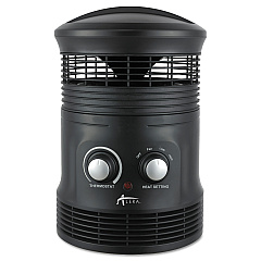 Alera 360 Deg Circular Fan Forced Heater, 8" x 8" x 12", Black (ALEHEFF360B)