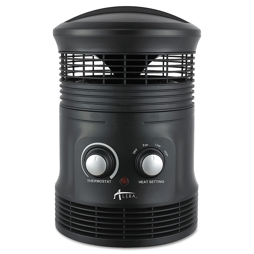 Alera 360 Deg Circular Fan Forced Heater, 8" x 8" x 12", Black (ALEHEFF360B)