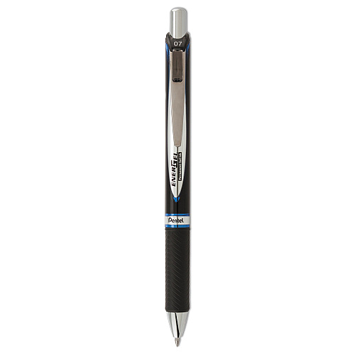 Pentel EnerGel PRO Permanent Ink Gel Pen, Retractable, Medium 0.7 mm, Blue Ink, Black Barrel (BLP77C)