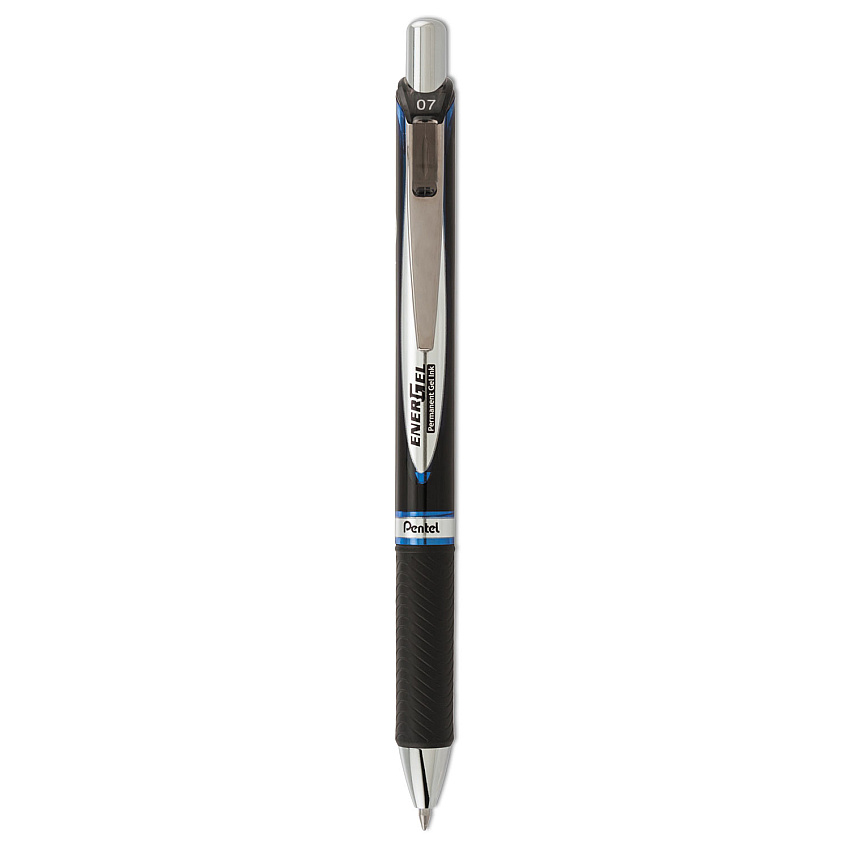 Pentel EnerGel PRO Permanent Ink Gel Pen, Retractable, Medium 0.7 mm, Blue Ink, Black Barrel (BLP77C)