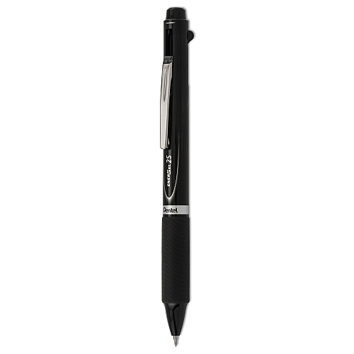 Pentel EnerGel 2S Multi-Color Gel Pen/Pencil, Retractable, Medium 0.5 mm, Black/Red Ink, Black Barrel (BLW355A)