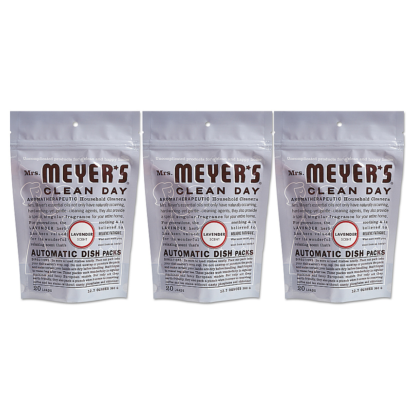 Mrs. Meyer's Automatic Dish Detergent, Lavender, 12.7 oz Pack, 20/Pack, 6 Packs/Carton (306685)