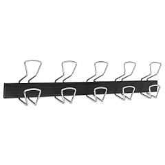 Alba Wall-Mount Coat Hooks, Metal, Silver, 22 lb, 29.92" x 2.95" x 6.45" (PMPRO5M)