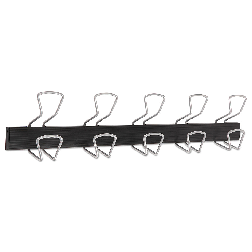 Alba Wall-Mount Coat Hooks, Metal, Silver, 22 lb, 29.92" x 2.95" x 6.45" (PMPRO5M)