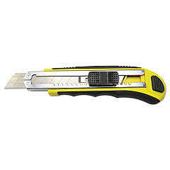 Boardwalk Rubber-Gripped Retractable Snap Blade Knife, Straight-Edged, Black/Yellow (BWKUKNIFE25)