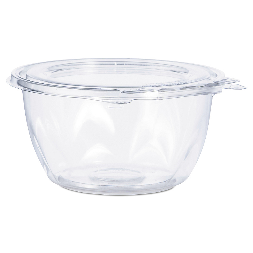 Dart Tamper-Resistant, Tamper-Evident Bowls with Flat Lid, 16 oz, 5.5" Diameter x 2.7"h, Clear, 240/Carton (CTR16BF)