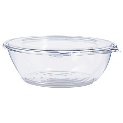 Dart Tamper-Resistant, Tamper-Evident Bowls with Flat Lid, 48 oz, 8.9" Diameter x 2.8"h, Clear, 100/Carton (CTR48BF)