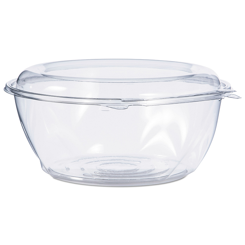 Dart Tamper-Resistant, Tamper-Evident Bowls with Dome Lid, 64 oz, 8.9" Diameter x 4"h, Clear, 100/Carton (CTR64BD)
