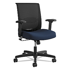 HON Convergence Mid-Back Task Chair, Swivel-Tilt, Supports Up to 275 lb, 16.5" to 21" Seat Height, Navy Seat, Black Back/Base (CMZ1ACU98)