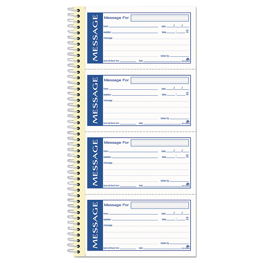 Adams Write 'n Stick Phone Message Pad, Two-Part Carbonless, 2.75 x 4.75, 4/Page, 200 Forms (SC1153WS)