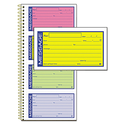 Adams Wirebound Telephone Message Book, Two-Part Carbonless, 2.75 x 4.75, 4/Page, 200 Forms (SC1153RB)