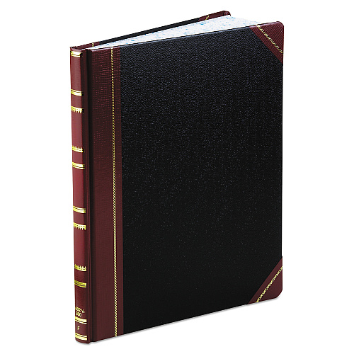 Boorum & Pease Extra-Durable Bound Book, Single-Page Record-Rule Format, Black/Maroon/Gold Cover, 11.94 x 9.78 Sheets, 300 Sheets/Book (1602123F)