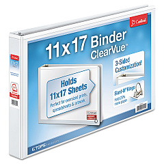 Cardinal ClearVue Slant-D Ring Binder, 3 Rings, 1.5" Capacity, 11 x 17, White (22122)