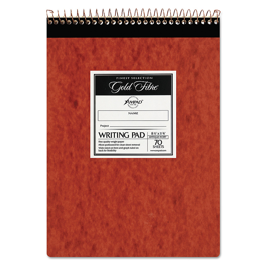Ampad Gold Fibre Retro Wirebound Writing Pads, Wide/Legal Rule, Red Cover, 70 Antique Ivory 8.5 x 11.75 Sheets (20008R)