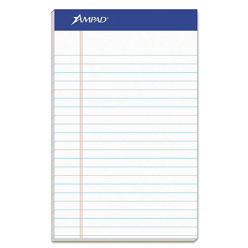 Ampad Recycled Writing Pads, Narrow Rule, Politex Green Kelsu Headband, 50 White 5 x 8 Sheets, Dozen (20154)