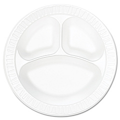 Dart Concorde Foam Plate, 3-Compartment, 10.25" dia, White, 125/Pack, 4 Packs/Carton (10CPWCR)