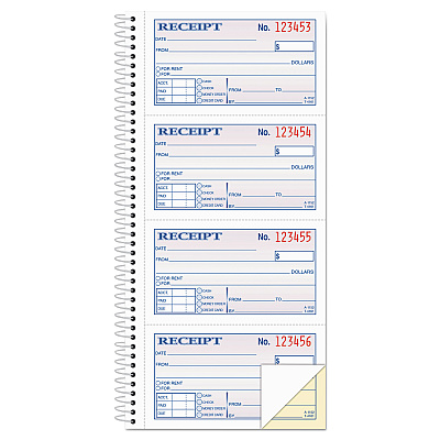 Adams Two-Part Rent Receipt Book, Two-Part Carbonless, 2.75 x 4.75, 4/Page, 200 Forms (SC1152)