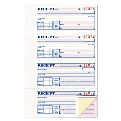 Adams Receipt Book, Three-Part Carbonless, 7.19 x 11, 4/Page, 100 Forms (TC1182)