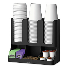 Mind Reader Flume Six-Section Upright Coffee Condiment/Cup Organizer, Black, 11.5 x 6.5 x 15 (UPRIGHT6BLK)