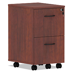 Alera Valencia Series Mobile Pedestal, Left or Right, 2 Legal/Letter-Size File Drawers, Medium Cherry, 15.38" x 20" x 26.63" (ALEVA582816MC)