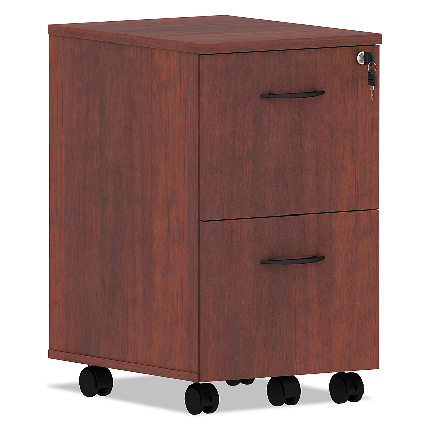 Alera Valencia Series Mobile Pedestal, Left or Right, 2 Legal/Letter-Size File Drawers, Medium Cherry, 15.38" x 20" x 26.63" (ALEVA582816MC)