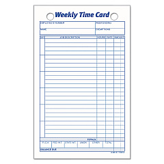 TOPS Weekly Employee Time Cards, One Side, 4.25 x 6.75, 100/Pack (3016)